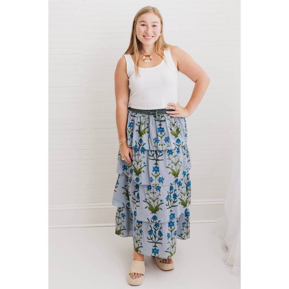 NEW HEART OF GRACE cascade maxi skirt in iris